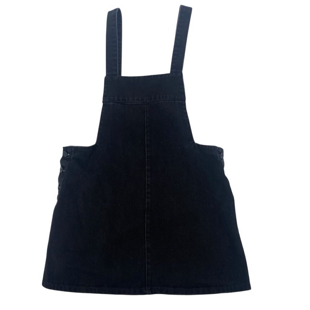 Zara Trafaluc Size Small Black Denim Overall Bib Mini Dress
